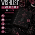 Wishlist: A Workbook for Her by Goddess Sofia, featuring a black and pink luxury BDSM workbook with prompts for self-awareness, understanding Her values, defining submission, deepening devotion, and following Her rules WorshipSofia.com