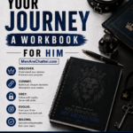 Your Journey: A Workbook for Him from MenAreChattel.com, featuring a black and blue BDSM-inspired workbook with a leather collar, keys, journal, and guided exercises for men exploring submission, devotion, obedience, and personal growth.
